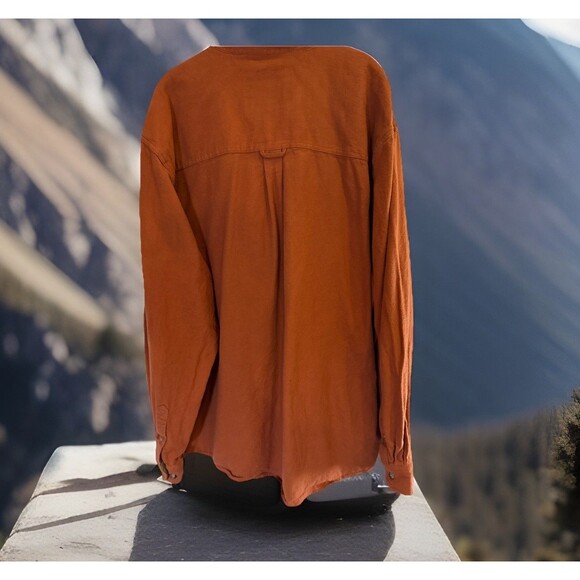 BIG & TALL CQR Men’s Flannel Button Up Shirt Rust Orange 3XLT GUC - Picture 10 of 14